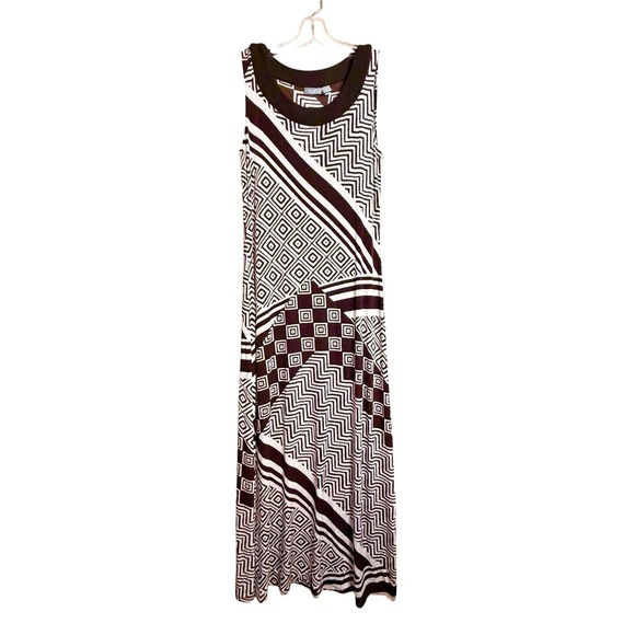 Chico's Dresses & Skirts - Chicos Travelers Maxi Dress 0 Brown Cream Geometric Sleeveless USA Resortwear